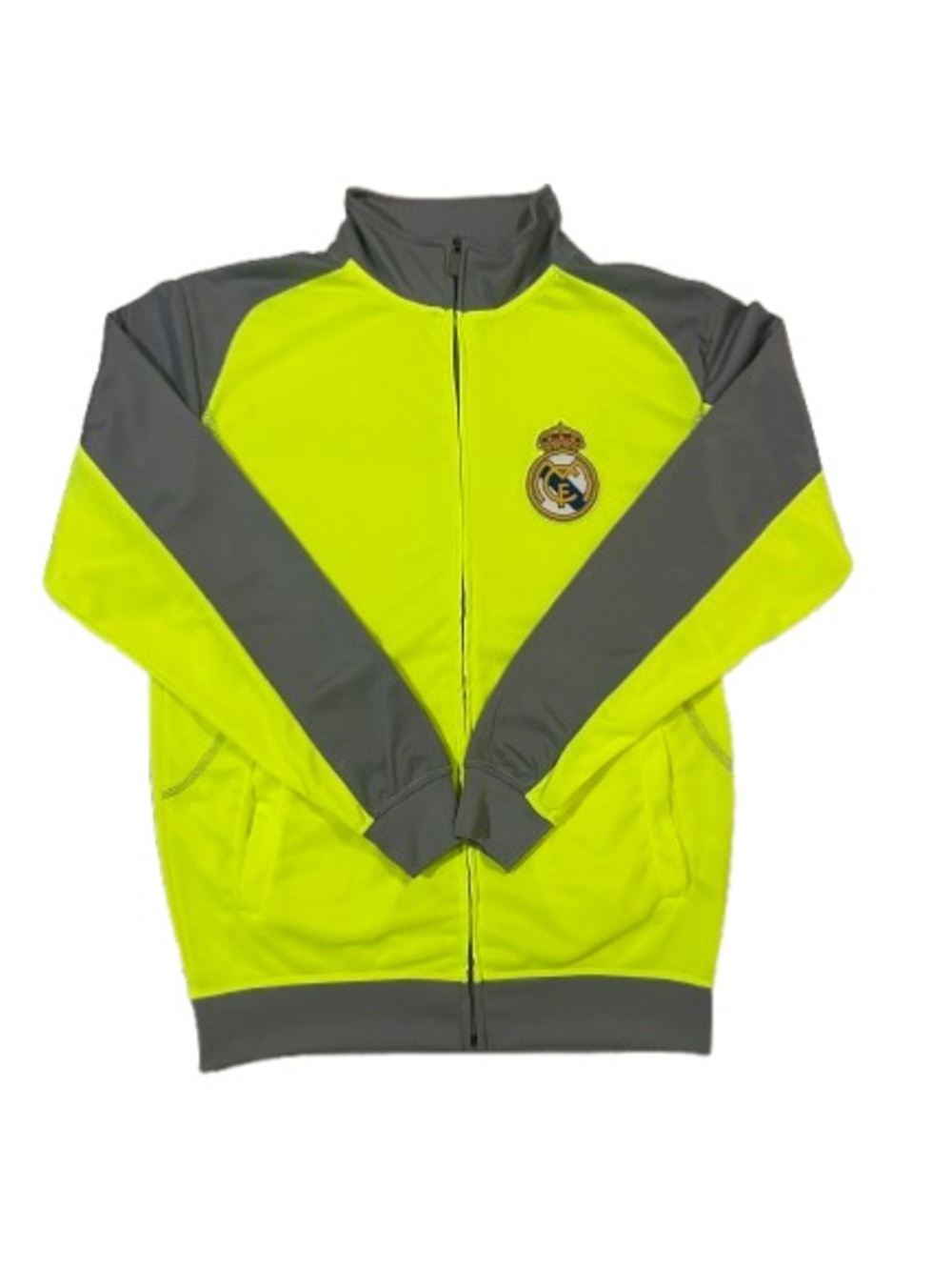 REAL MADRID Men Full Zip Track Jacket Soccer Neon Grey Size M